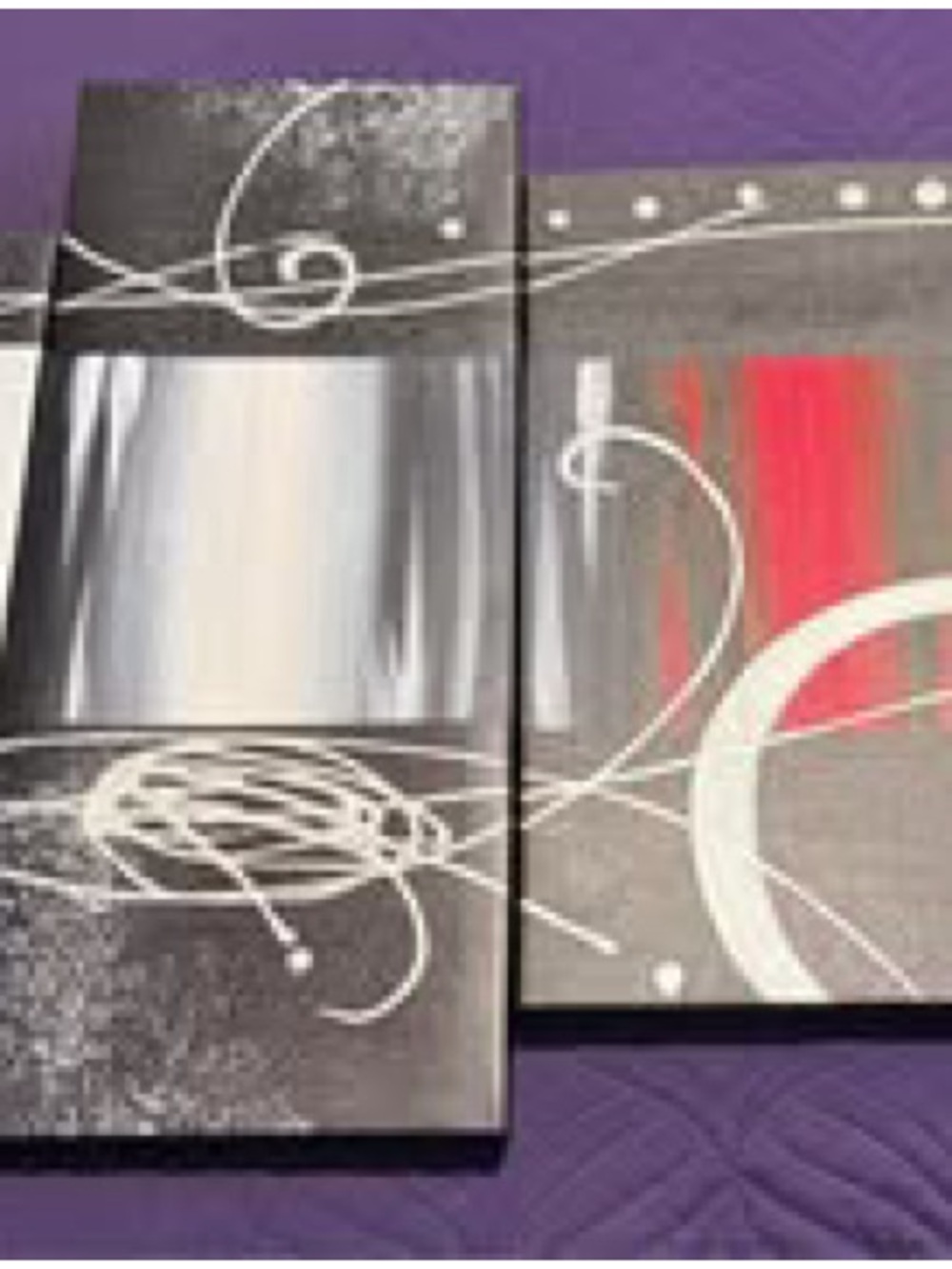 4-Piece Red, Black and gray Abstract Canvas Wall Art Set
